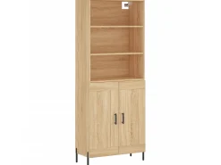 Aparador alto madera contrachapada color roble 69,5x34x180 cm ES341839