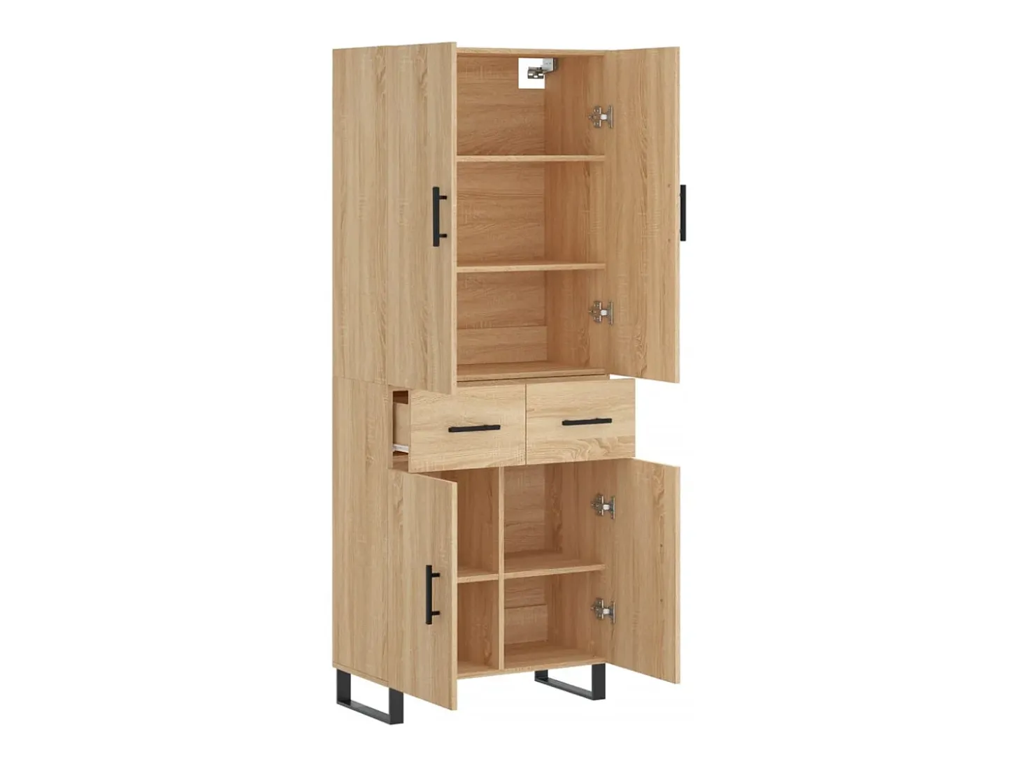 Aparador alto madera contrachapada color roble 69,5x34x180 cm