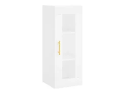 Aparador alto madera contrachapada blanco 34,5x34x180 cm