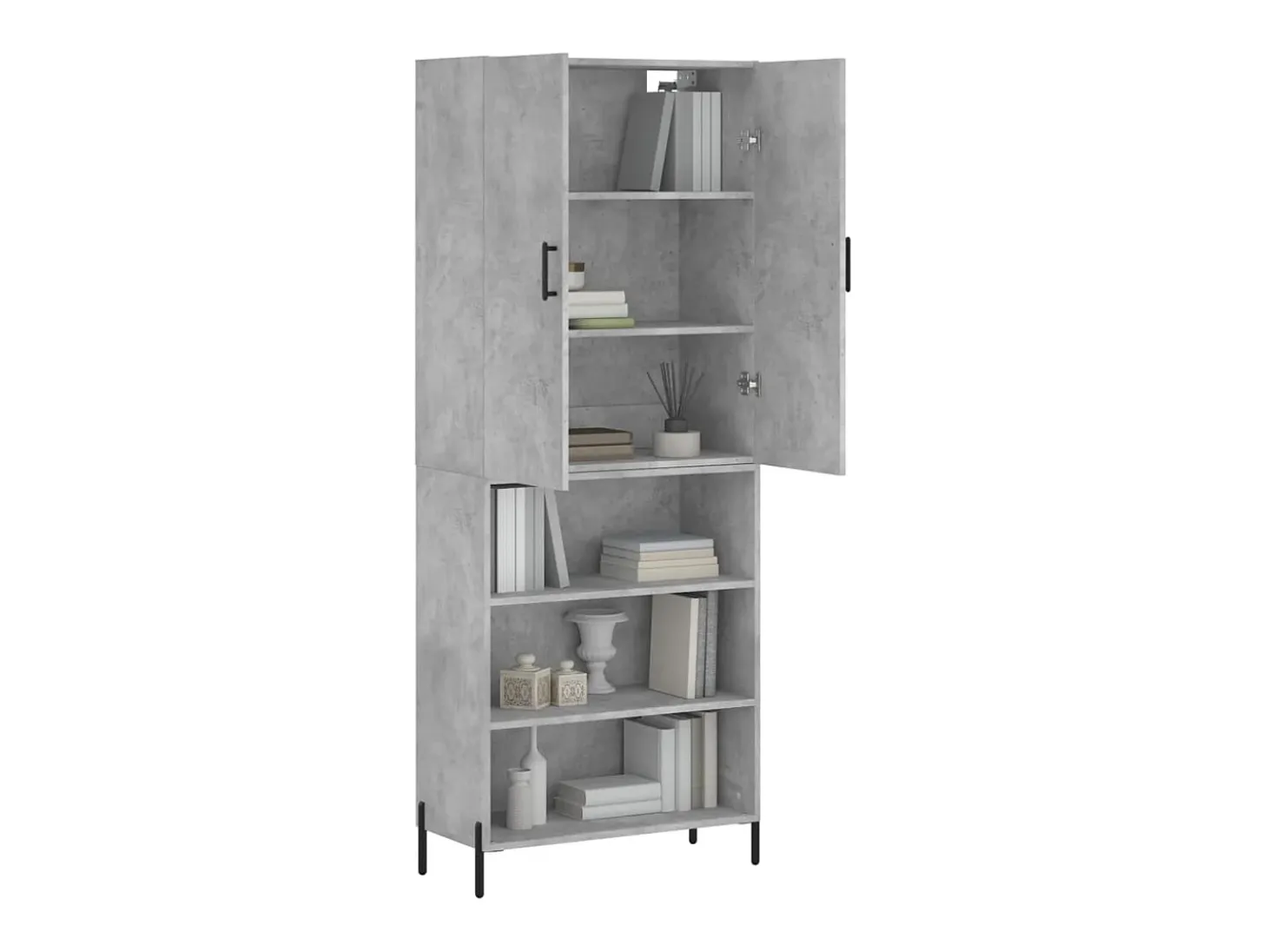 Aparador alto madera contrachapada gris hormigón 69,5x34x180 cm ES34416