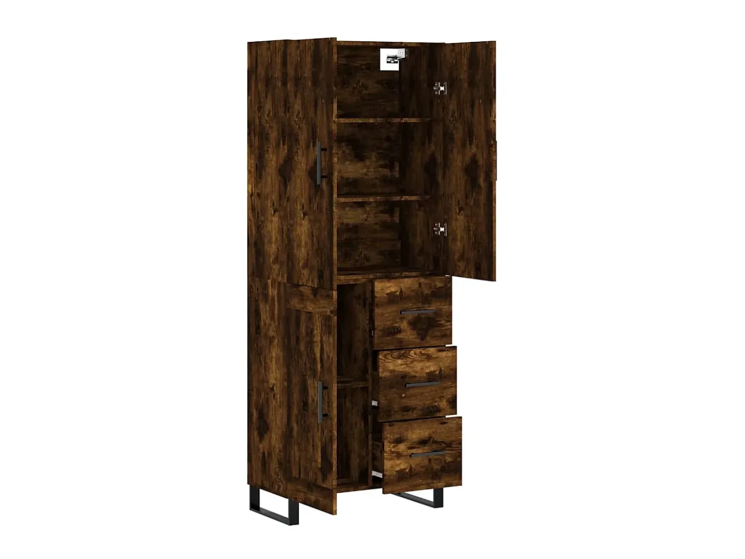 Aparador alto madera contrachapada roble ahumado 69,5x34x180 cm ES71334
