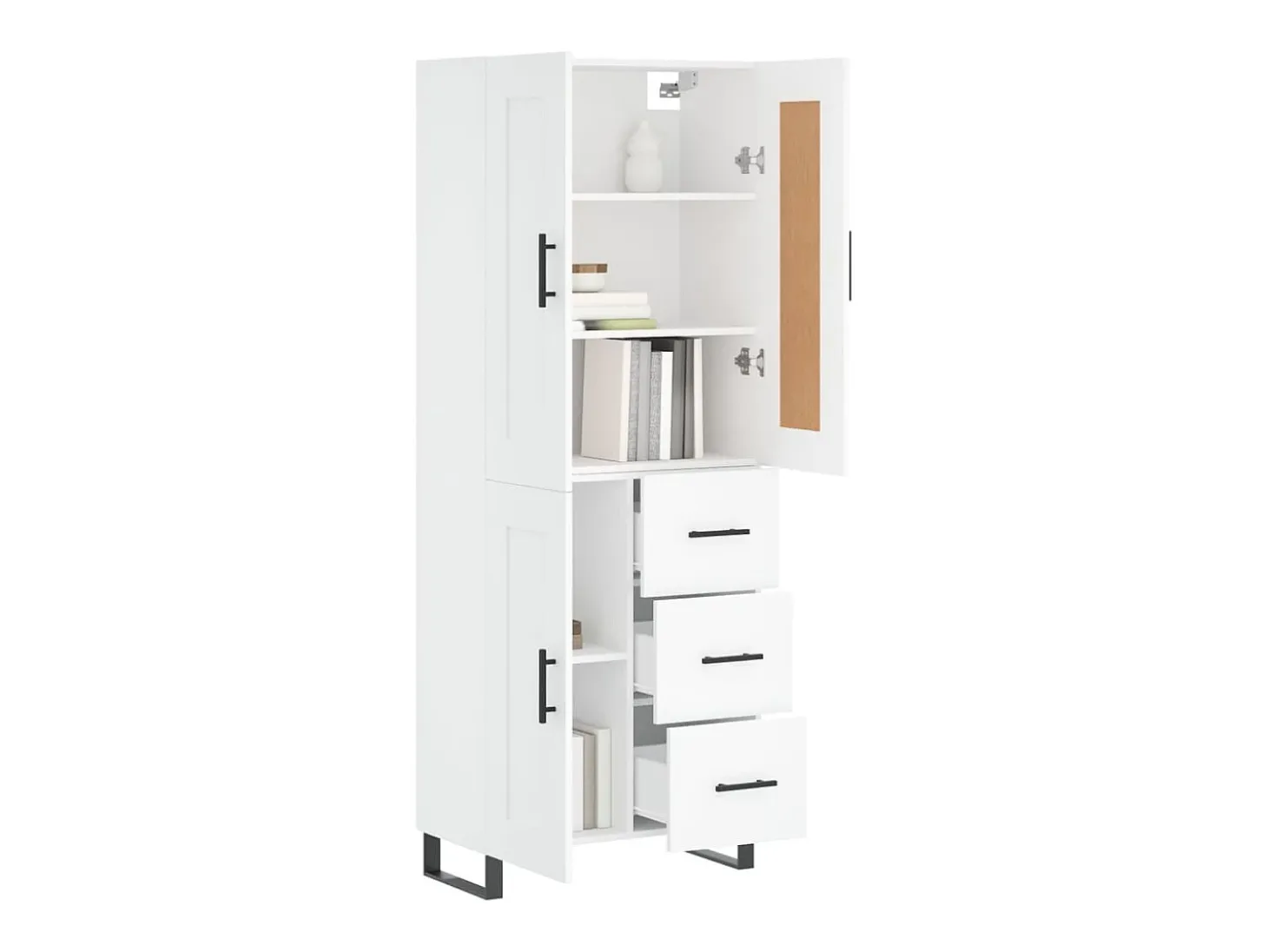 Aparador alto madera contrachapada blanco 69,5x34x180 cm