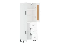 Aparador alto madera contrachapada blanco 69,5x34x180 cm
