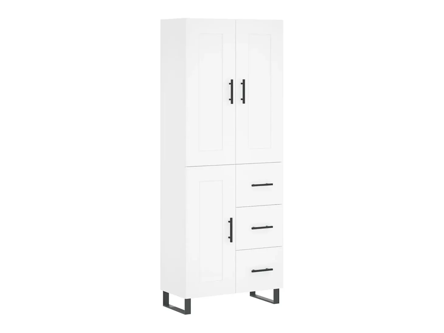 Aparador alto madera contrachapada blanco 69,5x34x180 cm