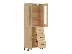 Aparador alto madera contrachapada color roble 69,5x34x180 cm