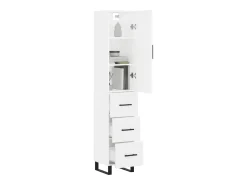 Aparador alto madera contrachapada blanco 34,5x34x180 cm