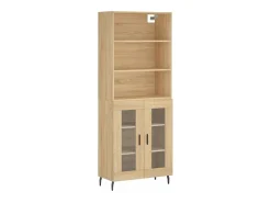Aparador alto madera contrachapada color roble 69,5x34x180 cm