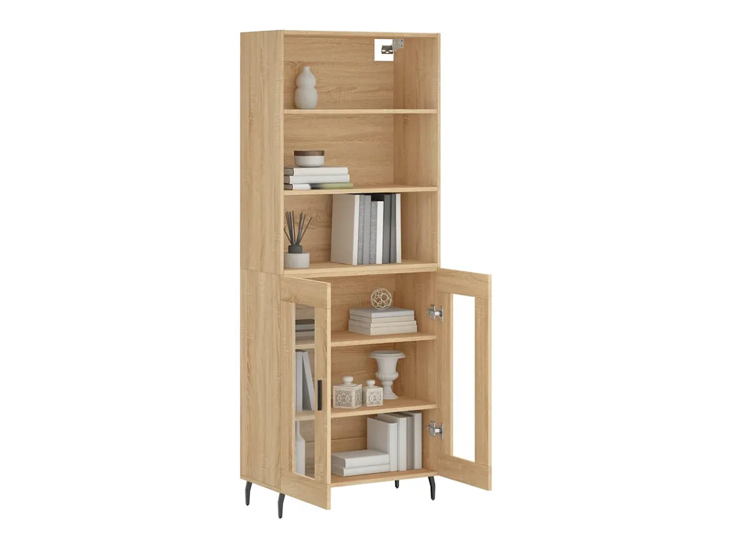 Aparador alto madera contrachapada color roble 69,5x34x180 cm