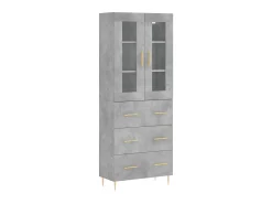 Aparador alto madera contrachapada gris hormigón 69,5x34x180 cm ES50525