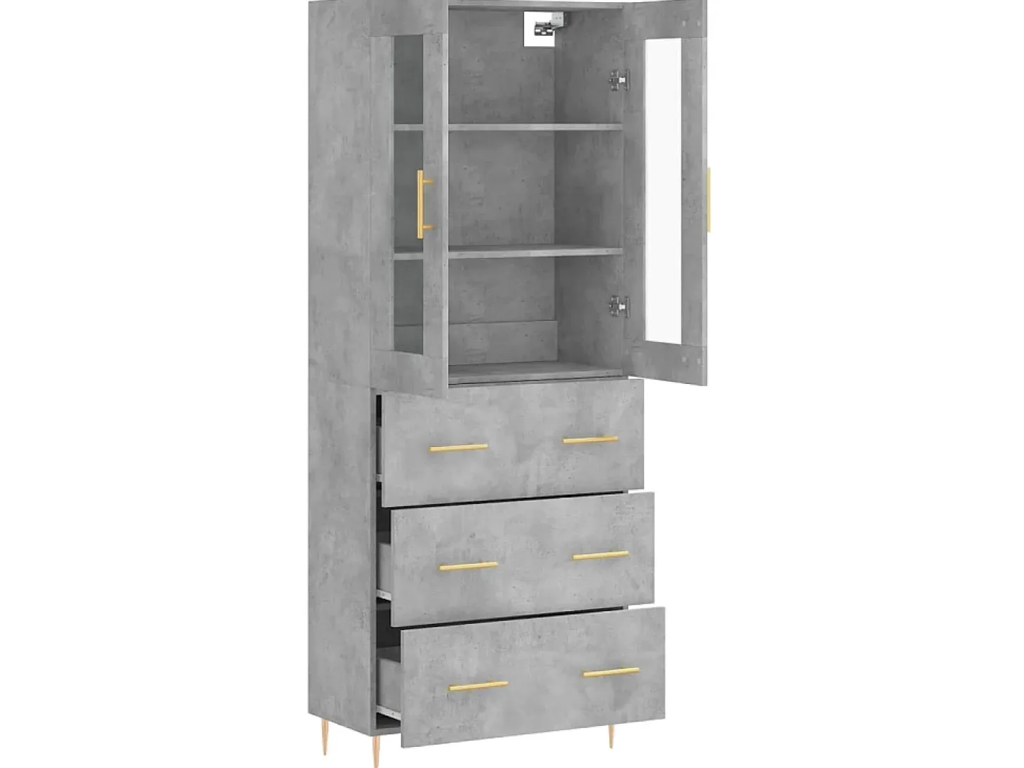 Aparador alto madera contrachapada gris hormigón 69,5x34x180 cm ES50525