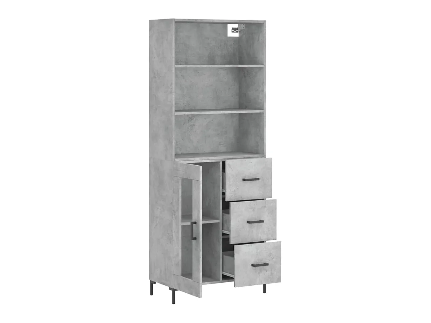 Aparador alto madera contrachapada gris hormigón 69,5x34x180 cm ES46869