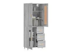 Aparador alto madera contrachapada gris sonoma 69,5x34x180 cm ES62101