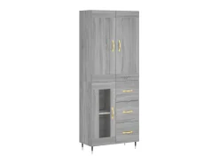 Aparador alto madera contrachapada gris sonoma 69,5x34x180 cm ES62101