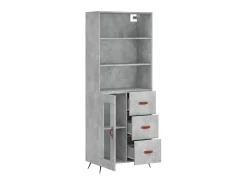 Aparador alto madera contrachapada gris hormigón 69,5x34x180 cm ES68900