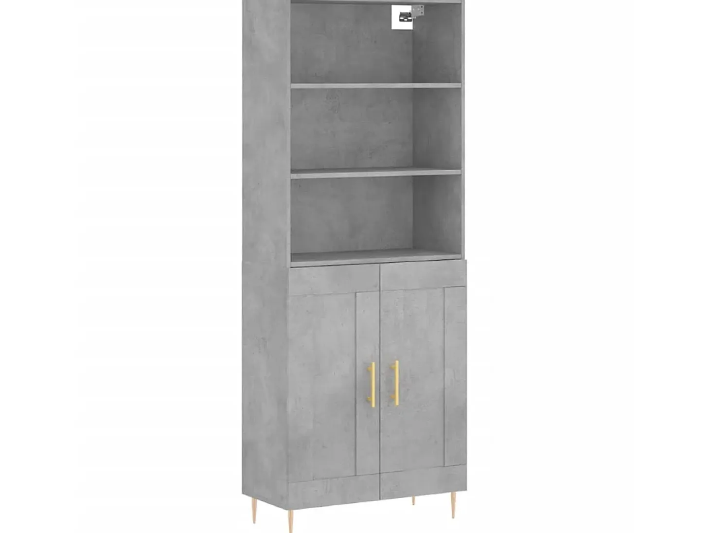 Aparador alto madera contrachapada gris hormigón 69,5x34x180 cm ES19598