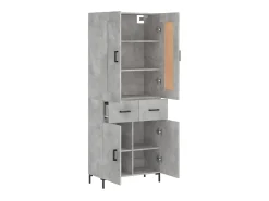 Aparador alto madera contrachapada gris hormigón 69,5x34x180 cm ES71911