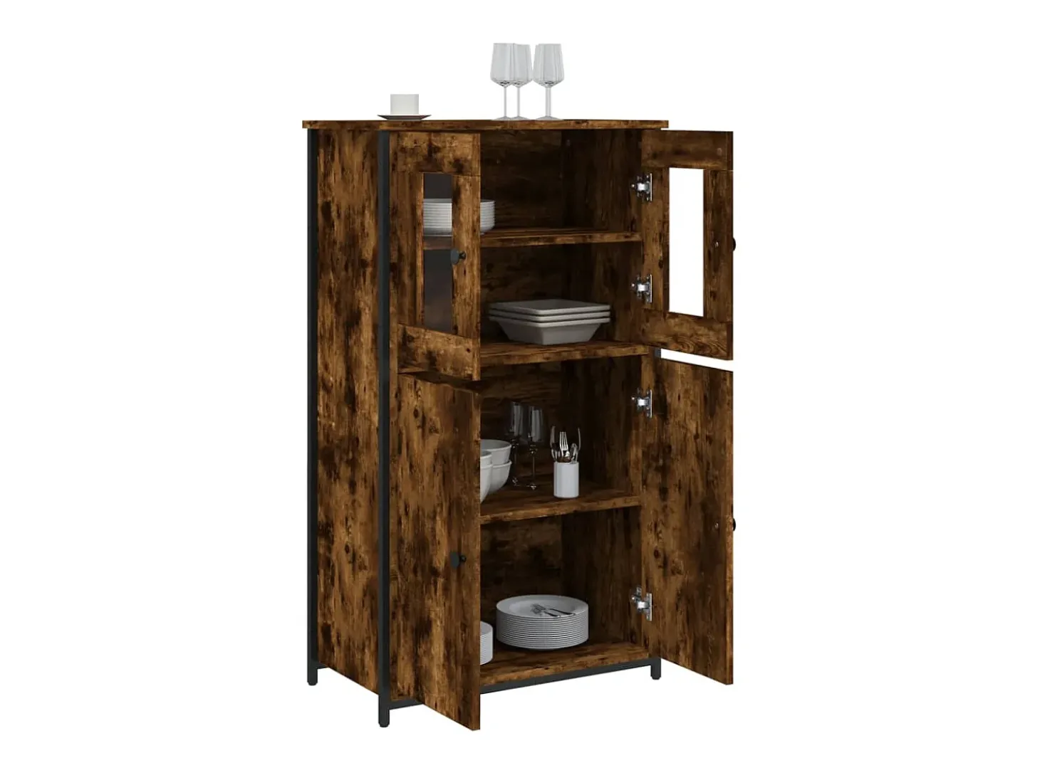 Aparador alto madera contrachapada roble ahumado 62x32x106,5 cm ES70077