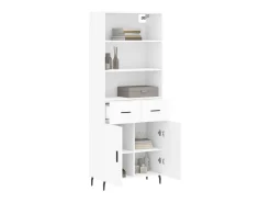 Aparador alto madera contrachapada blanco 69,5x34x180 cm ES46765