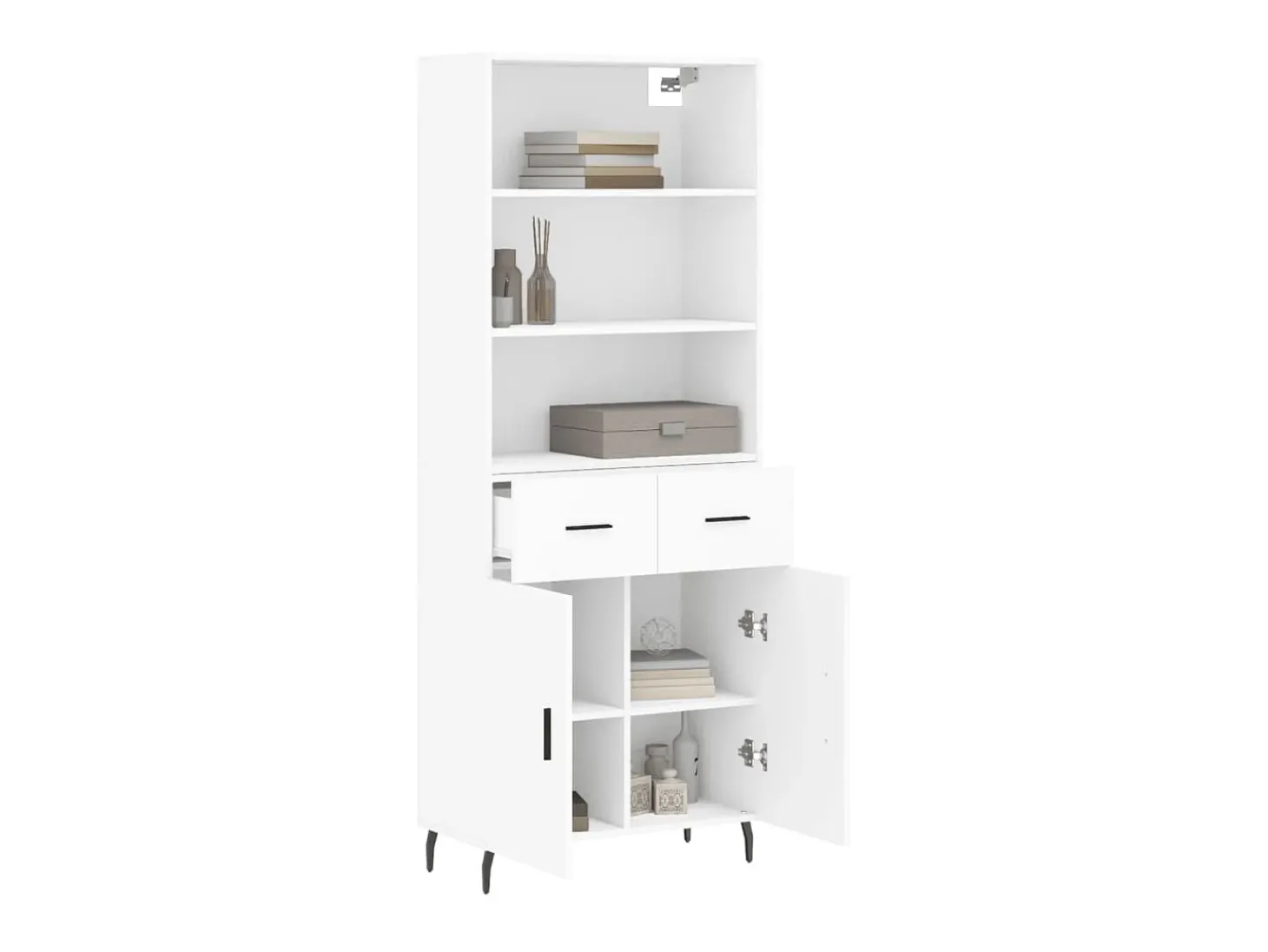 Aparador alto madera contrachapada blanco 69,5x34x180 cm ES46765