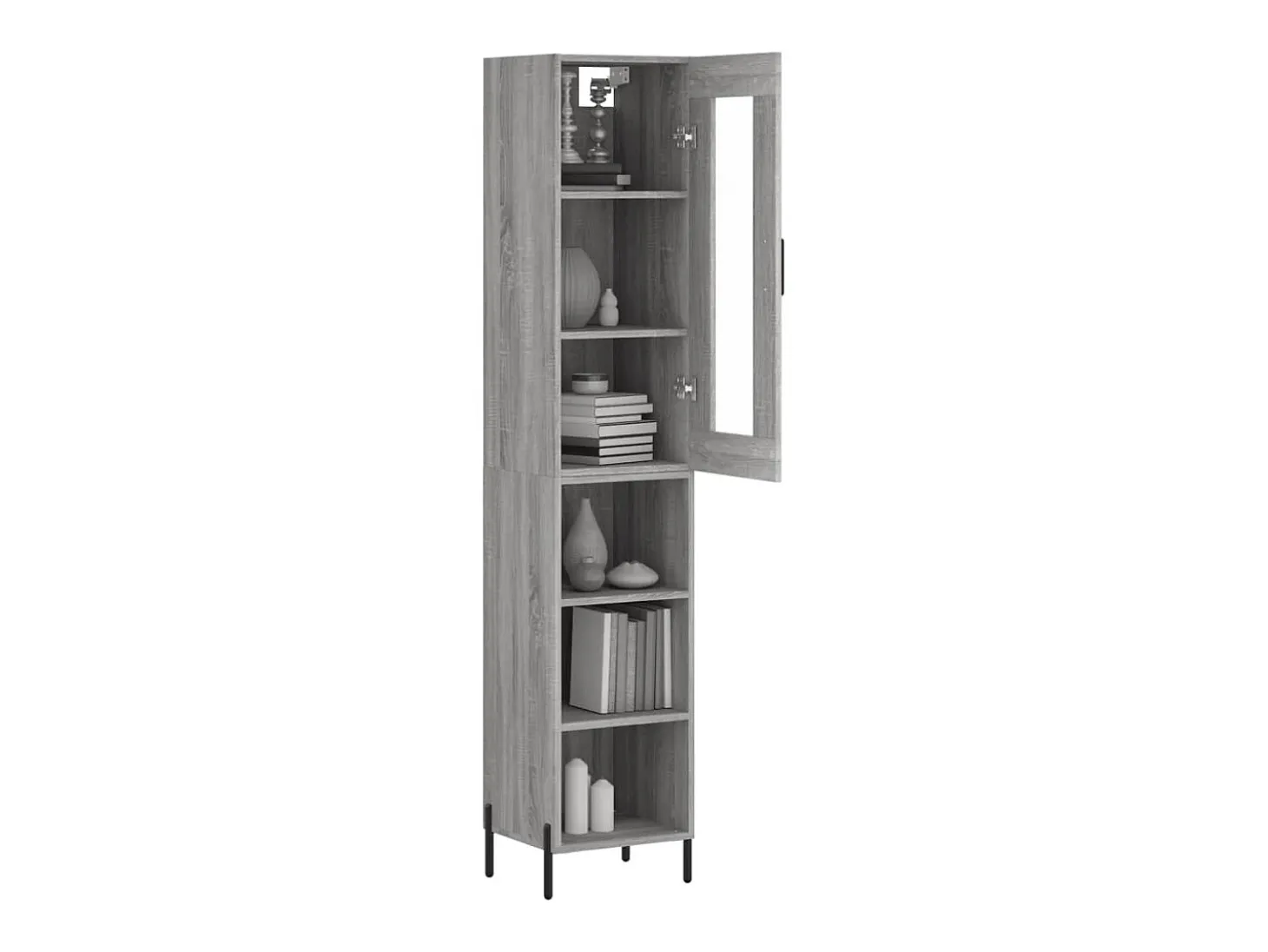 Aparador alto madera contrachapada gris Sonoma 34,5x34x180 cm ES79497