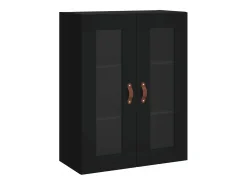 Aparador alto madera contrachapada negro 69,5x34x180 cm