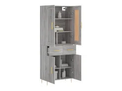 Aparador alto madera contrachapada gris sonoma 69,5x34x180 cm ES199654