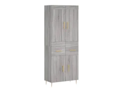 Aparador alto madera contrachapada gris sonoma 69,5x34x180 cm ES199654