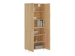 Aparador alto madera contrachapada color roble 69,5x34x180 cm