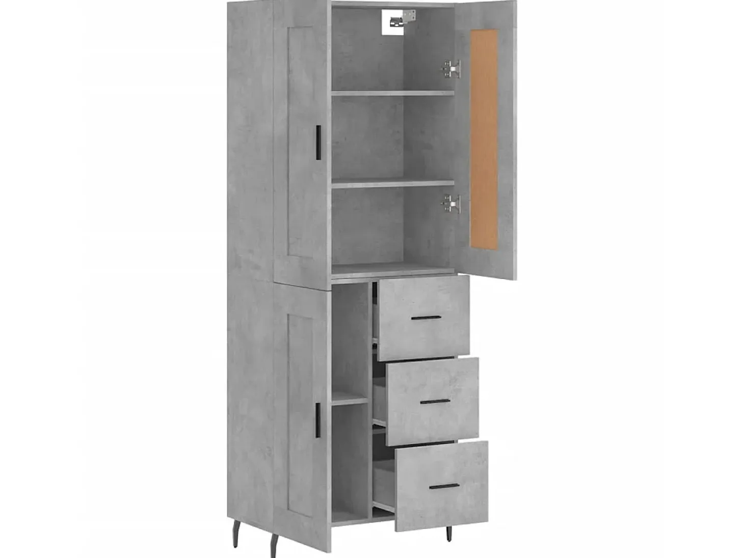 Aparador alto madera contrachapada gris hormigón 69,5x34x180 cm ES13870