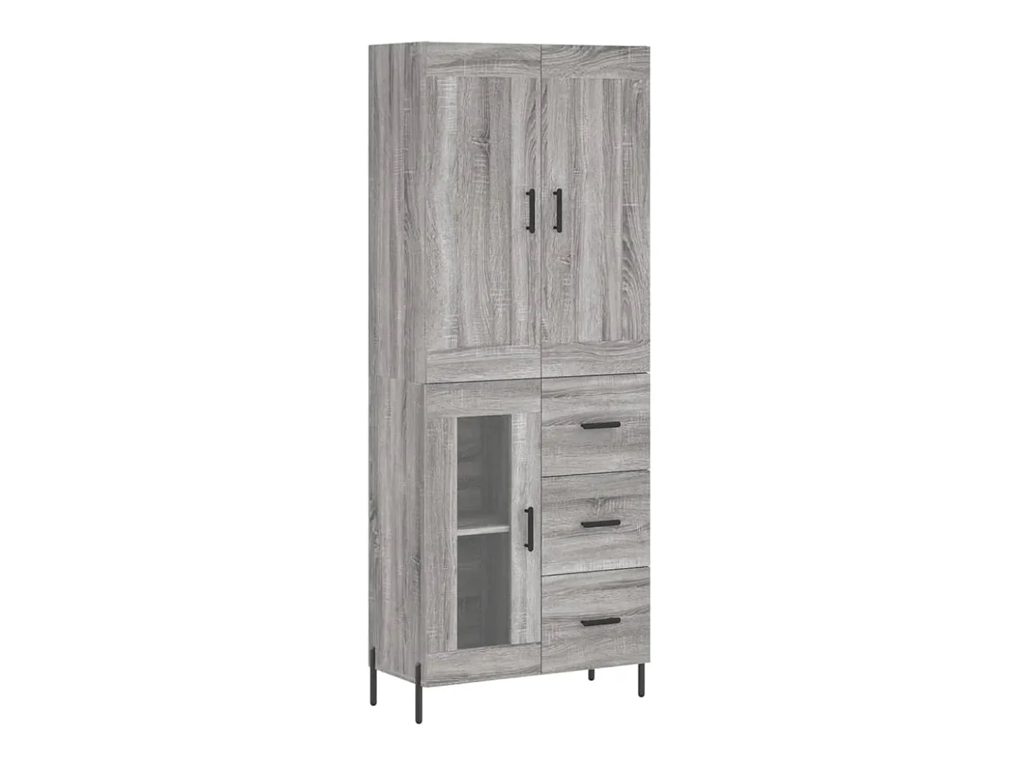 Aparador alto madera contrachapada gris sonoma 69,5x34x180 cm