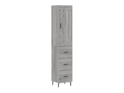 Aparador alto madera contrachapada gris Sonoma 34,5x34x180 cm ES88026