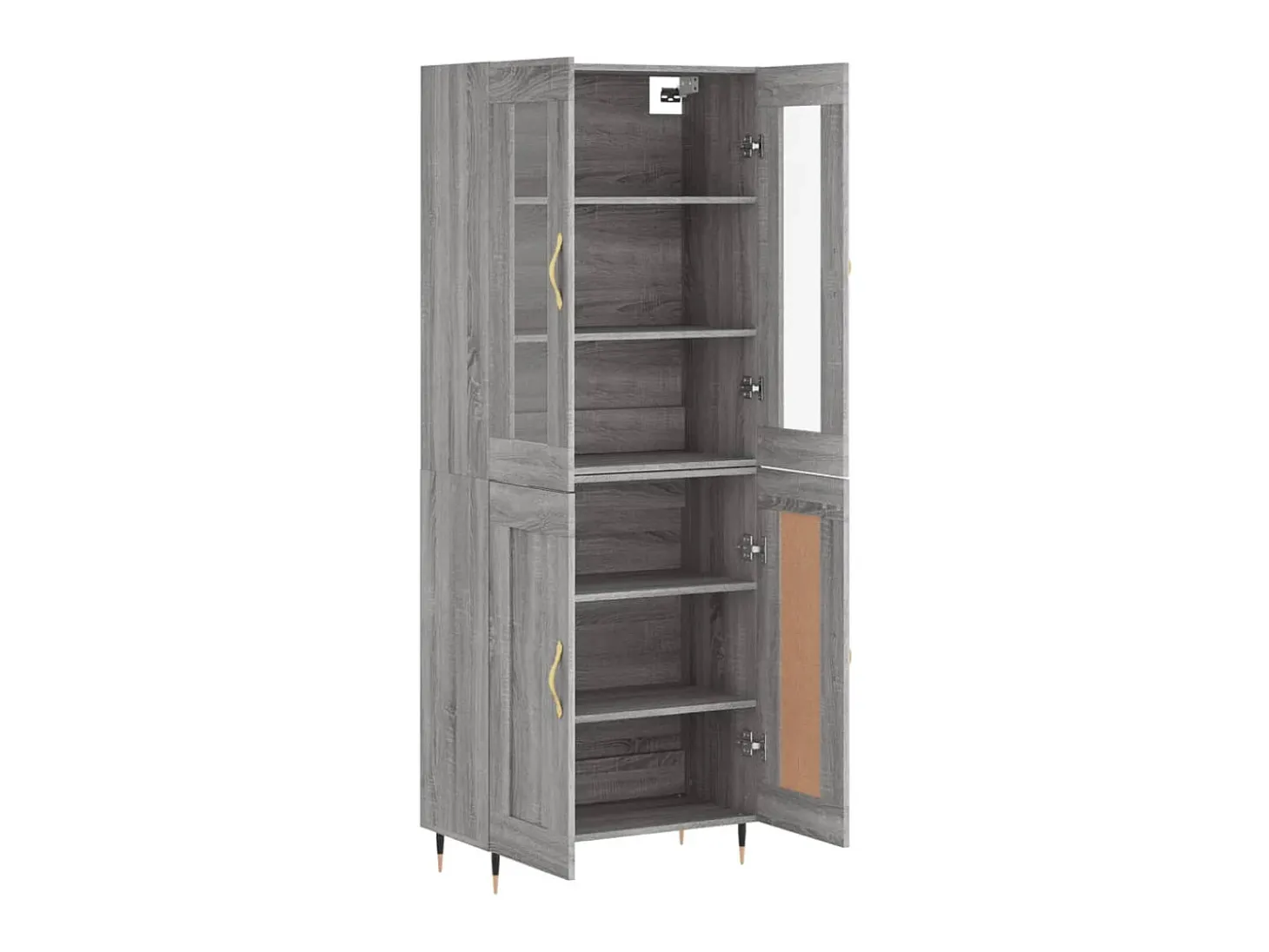 Aparador alto madera contrachapada gris sonoma 69,5x34x180 cm ES59896