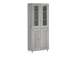 Aparador alto madera contrachapada gris sonoma 69,5x34x180 cm ES59896