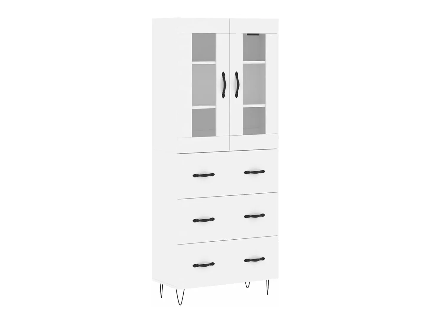 Aparador alto madera contrachapada blanco 69,5x34x180 cm