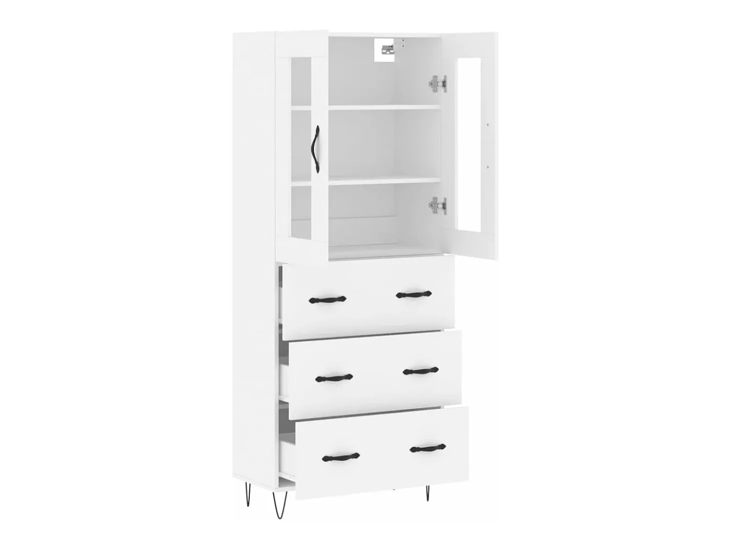 Aparador alto madera contrachapada blanco 69,5x34x180 cm
