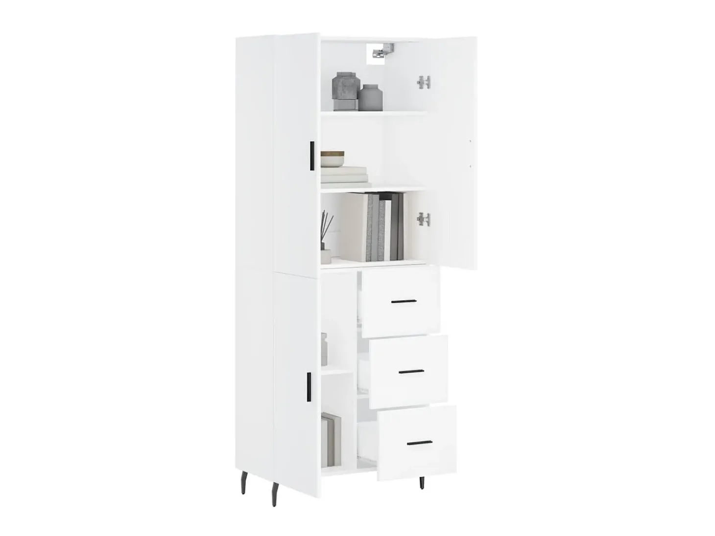 Aparador alto madera contrachapada blanco 69,5x34x180 cm ES29699