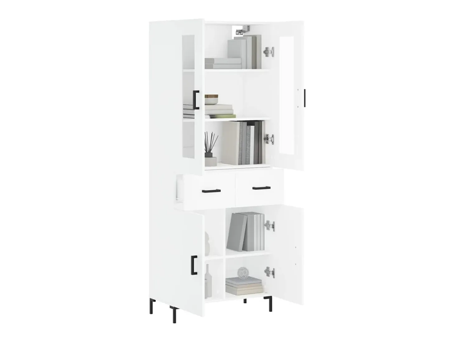 Aparador alto madera contrachapada blanco 69,5x34x180 cm ES76674