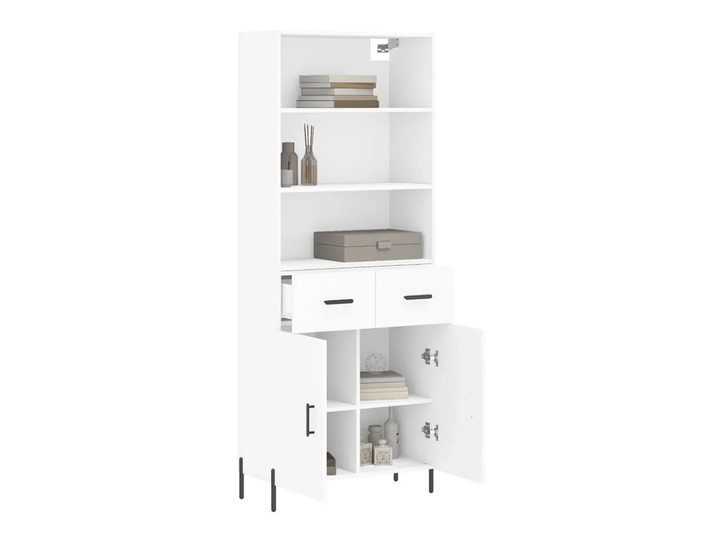 Aparador alto madera contrachapada blanco 69,5x34x180 cm ES59695