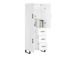 Aparador alto madera contrachapada blanco 69,5x34x180 cm