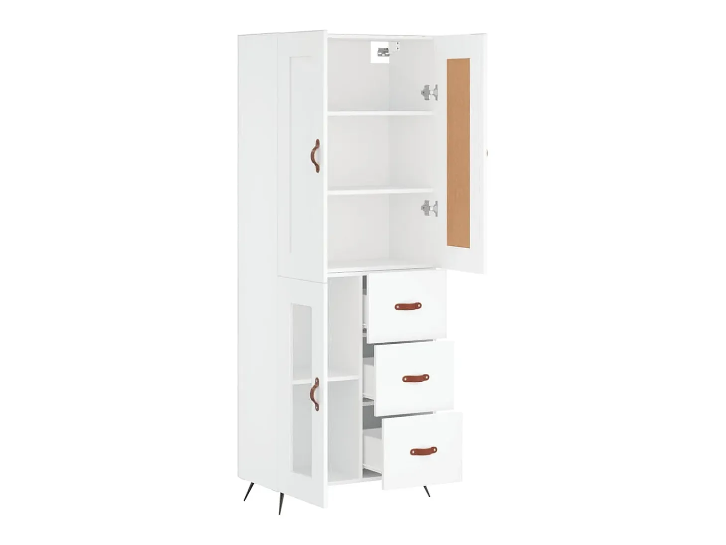 Aparador alto madera contrachapada blanco 69,5x34x180 cm ES53794