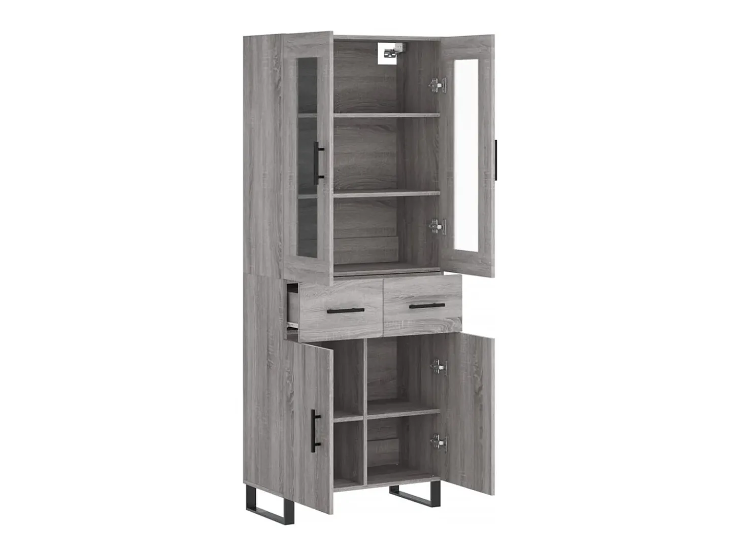 Aparador alto madera contrachapada gris sonoma 69,5x34x180 cm