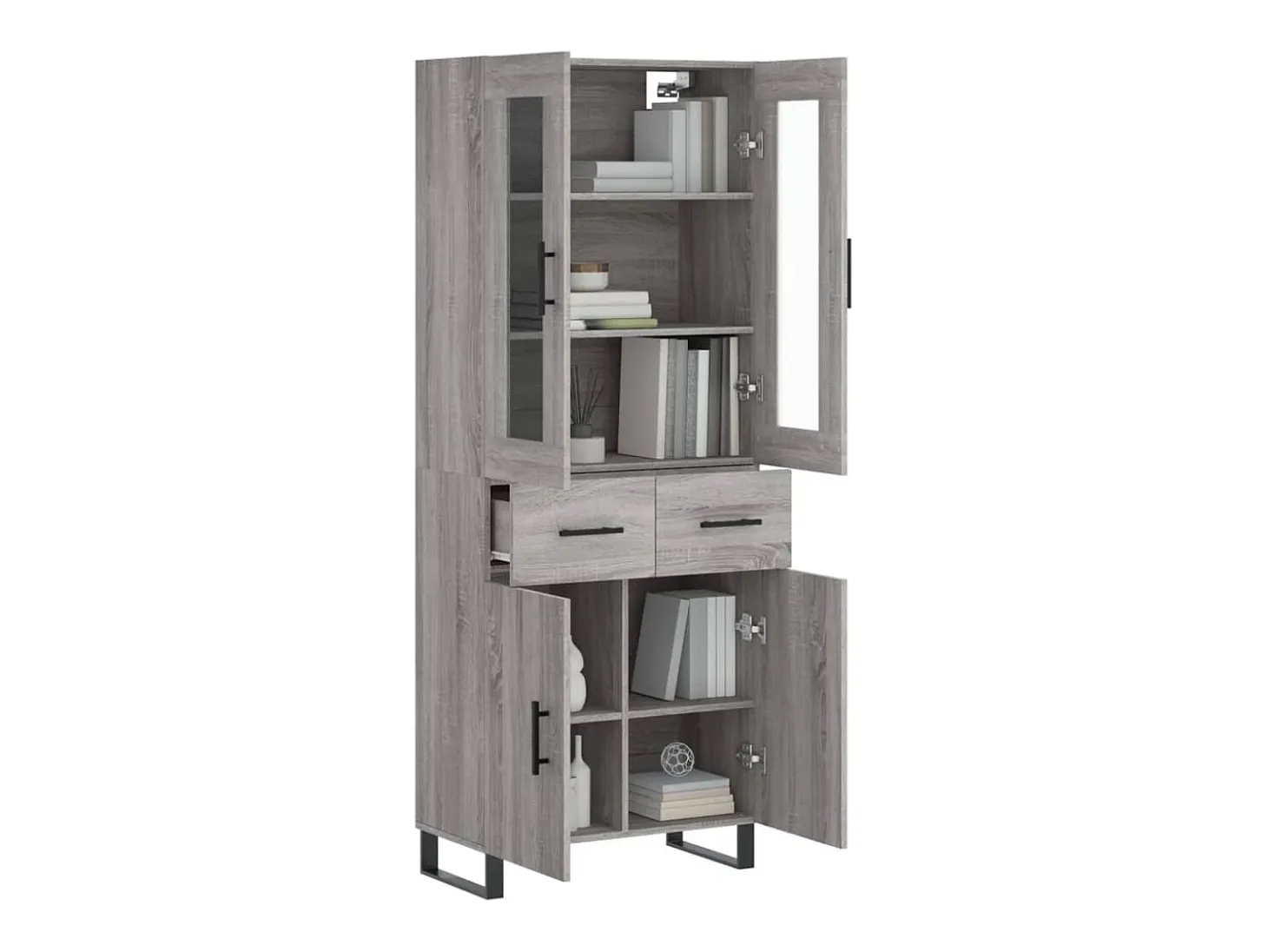 Aparador alto madera contrachapada gris sonoma 69,5x34x180 cm