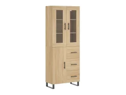 Aparador alto madera contrachapada color roble 69,5x34x180 cm ES109490