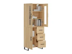 Aparador alto madera contrachapada color roble 69,5x34x180 cm ES109490