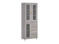 Aparador alto madera contrachapada gris sonoma 69,5x34x180 cm ES94005