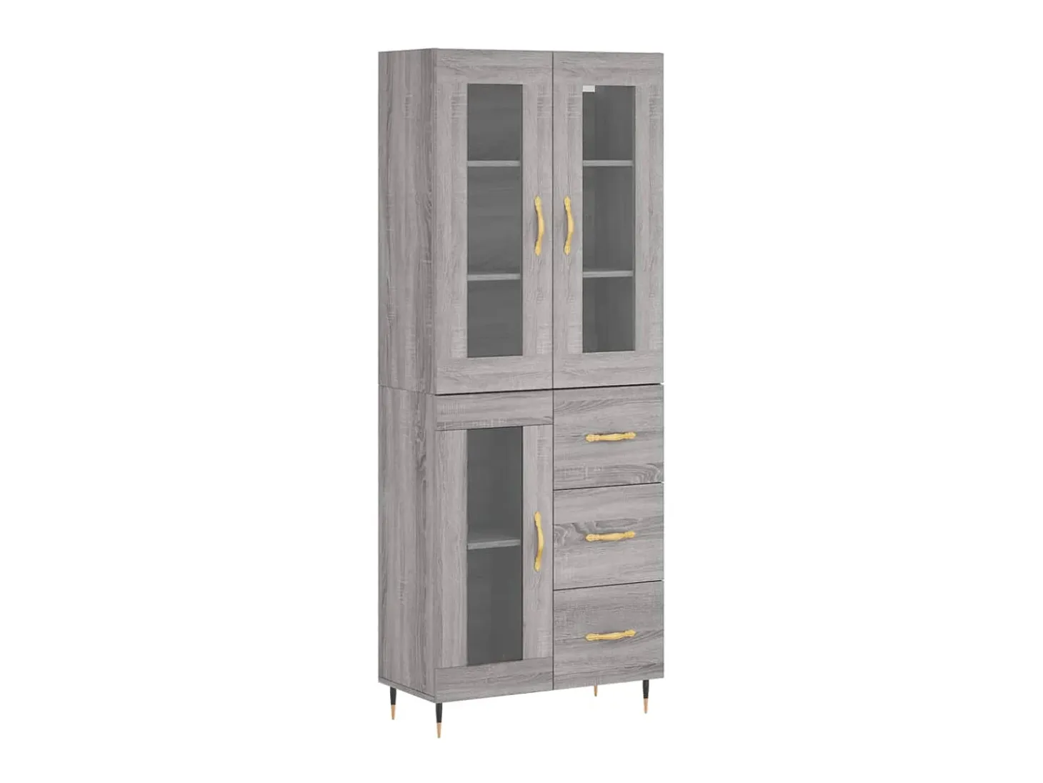 Aparador alto madera contrachapada gris sonoma 69,5x34x180 cm ES94005