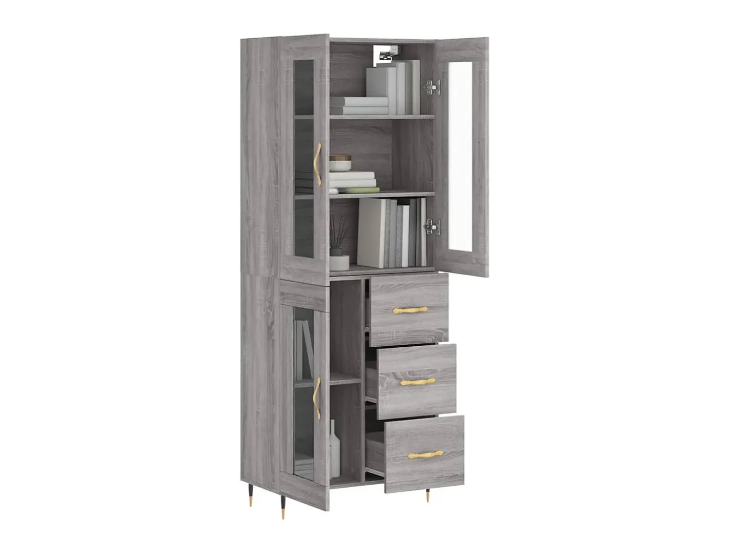 Aparador alto madera contrachapada gris sonoma 69,5x34x180 cm ES94005