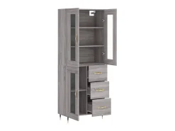 Aparador alto madera contrachapada gris sonoma 69,5x34x180 cm ES94005