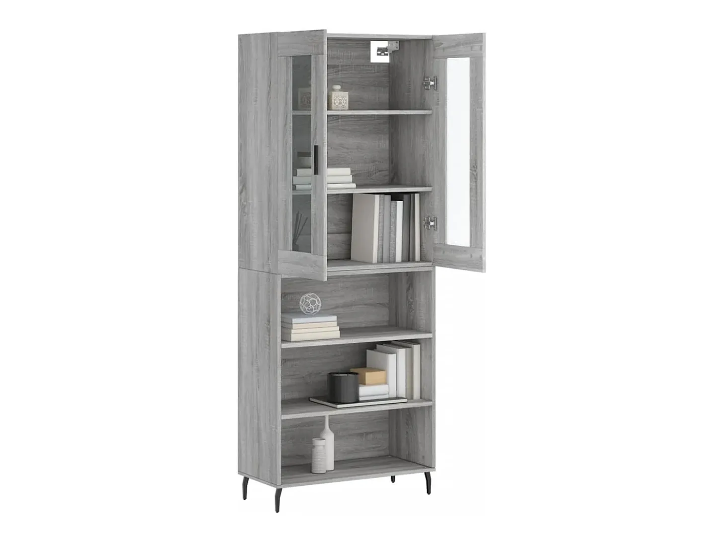 Aparador alto madera contrachapada gris sonoma 69,5x34x180 cm