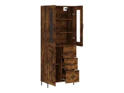Aparador alto madera contrachapada roble ahumado 69,5x34x180 cm